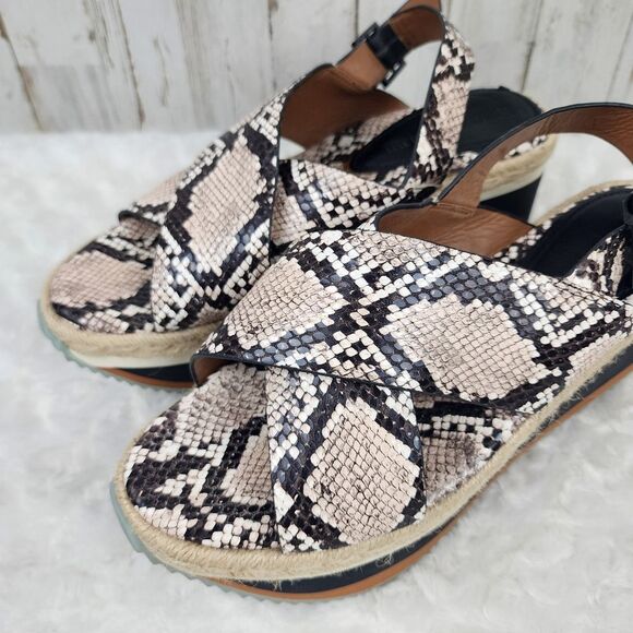 Enzo Angiolini Eva Snakeskin Wedge Sandals Size 10 - Picture 4 of 10